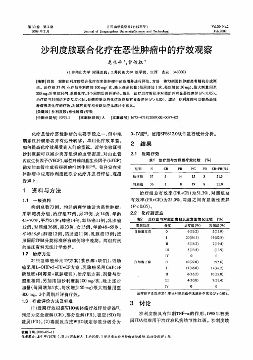 沙利度胺联合化疗在恶性肿瘤中的疗效观察