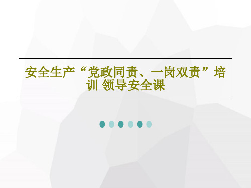 安全生产“党政同责、一岗双责”培训 领导安全课37页PPT