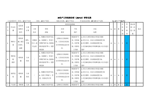 工艺过程安全风险分析SP复配生产过程