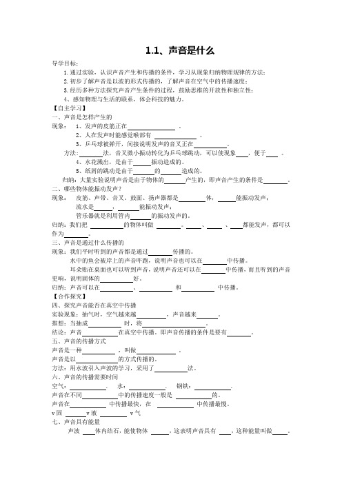 苏科版 1.1声音是什么 导学案