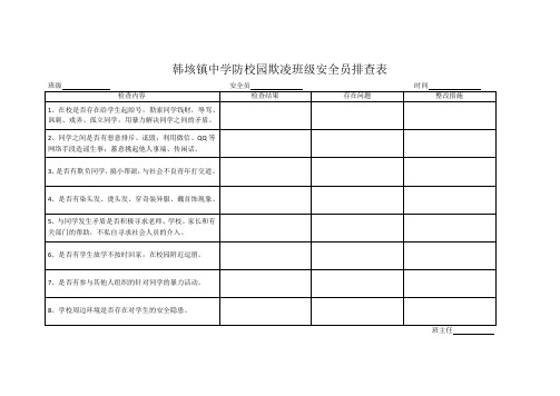 校园欺凌排查台账