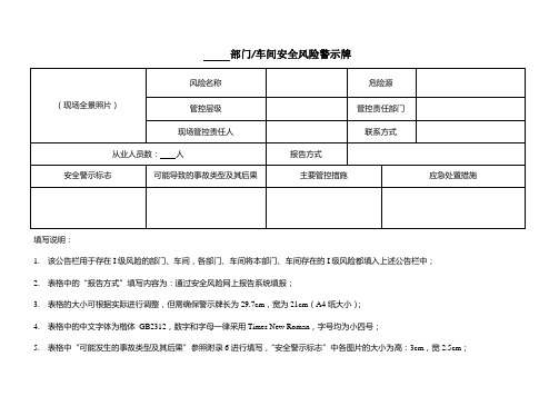 安全风险警示牌