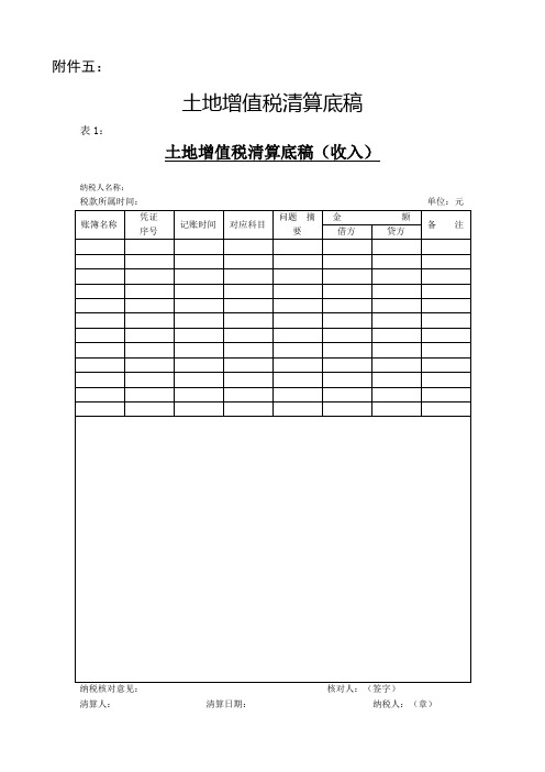 土地增值税清算底稿