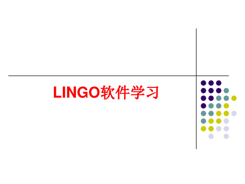 LINGO软件学习入门