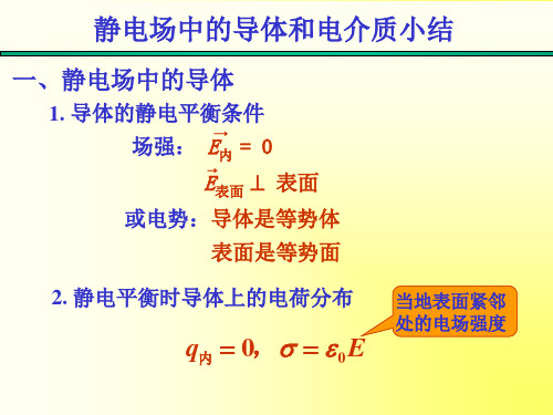 大学物理：第8章-静电场-导体和电介质小结