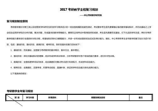 2017考数学全程复习规划