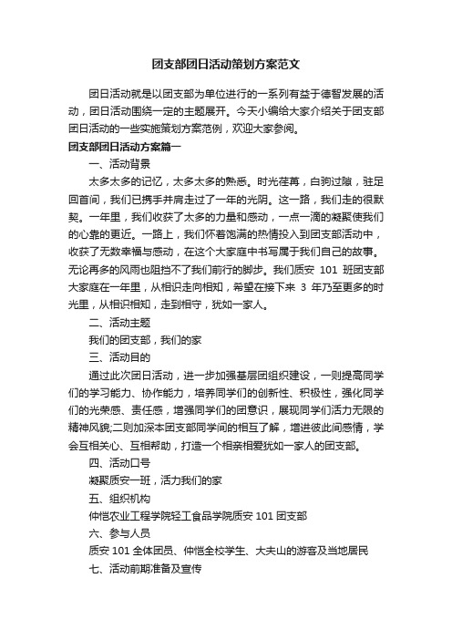 团支部团日活动策划方案范文