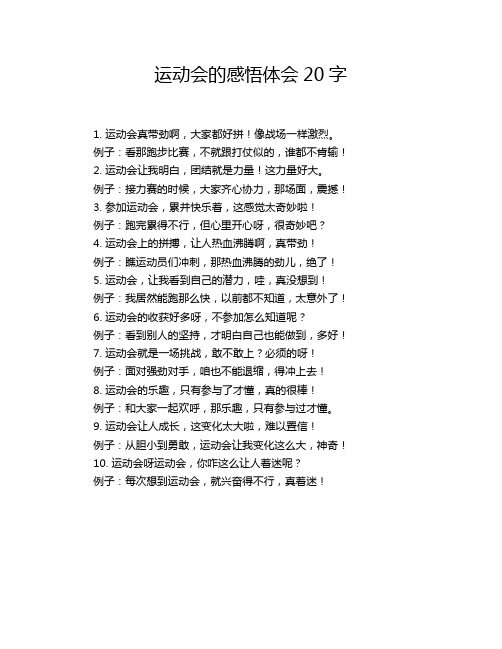 运动会的感悟体会20字