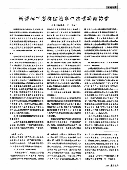 新课标下怎样改进高中物理实验教学