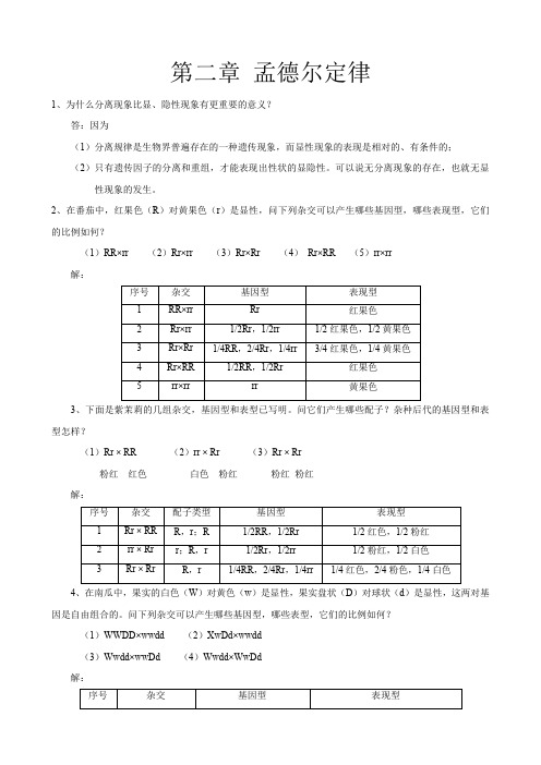 遗传学1-7答案