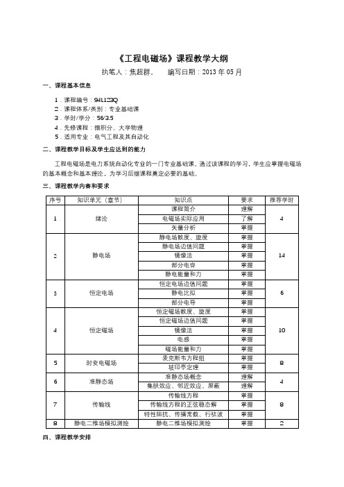 《工程电磁场》课程教学大纲【模板】