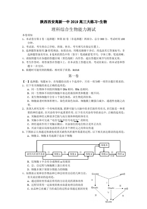 陕西西安高新一中2019高三大练习-生物