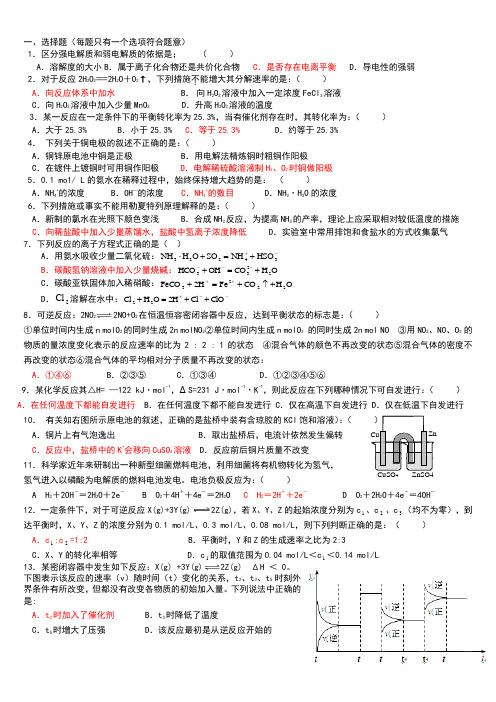 化学反应原理(选修)试题精编