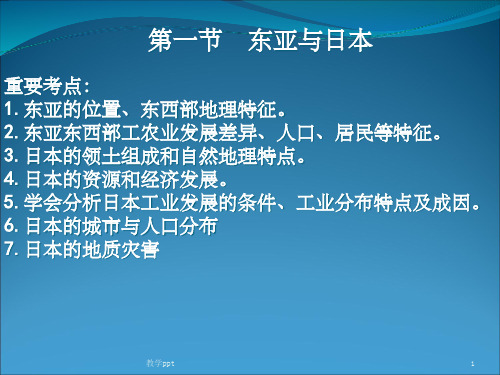 世界区域地理复习之东亚与日本