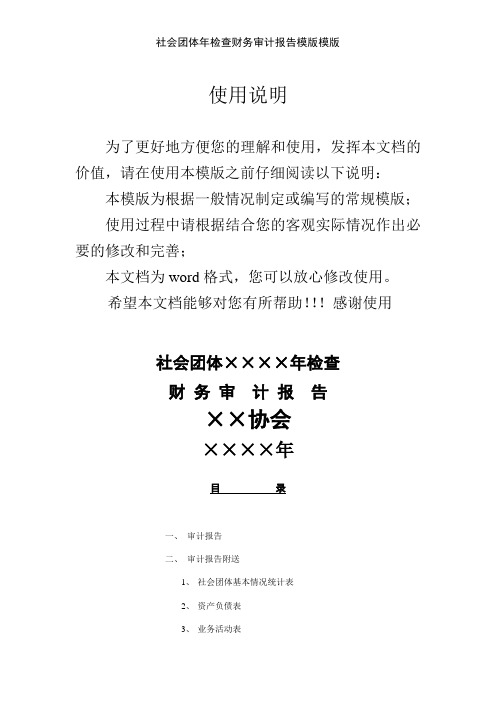 社会团体年检查财务审计报告模版模版