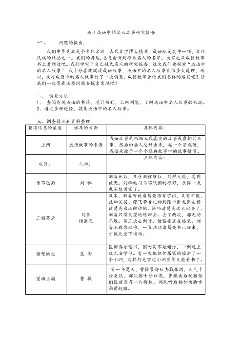 关于成语中的名人故事研究报告