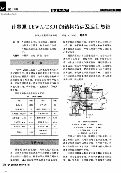 计量泵结构特点及运行总结