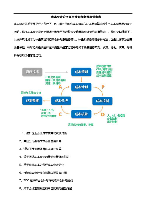 成本会计论文题目最新收集整理供参考