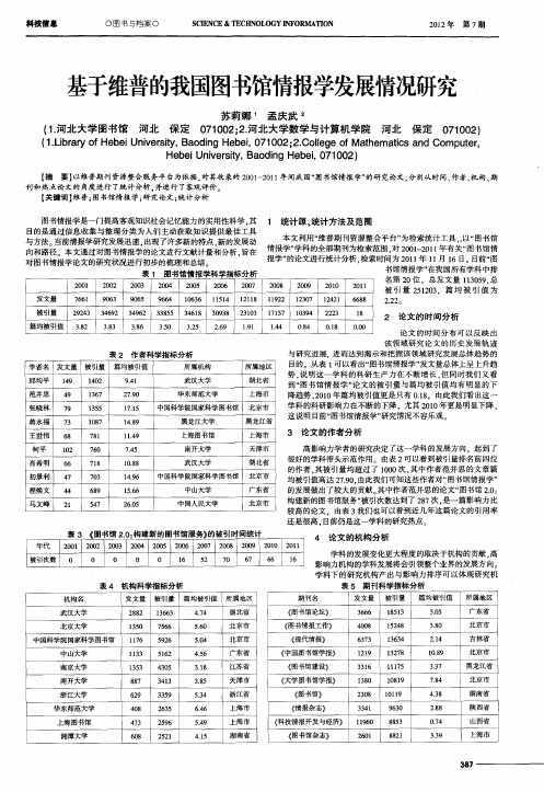 基于维普的我国图书馆情报学发展情况研究