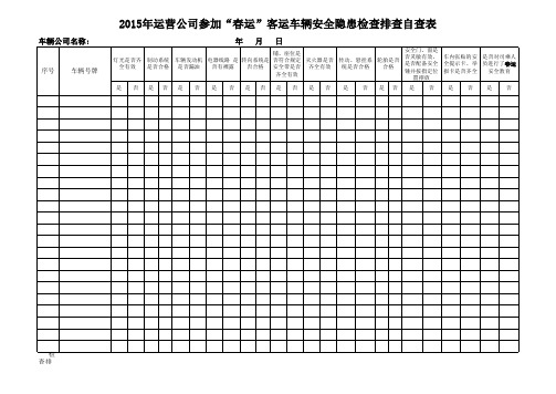 客运车辆安全隐患检查排查表