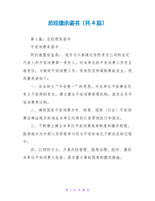 总经理承诺书(共4篇)