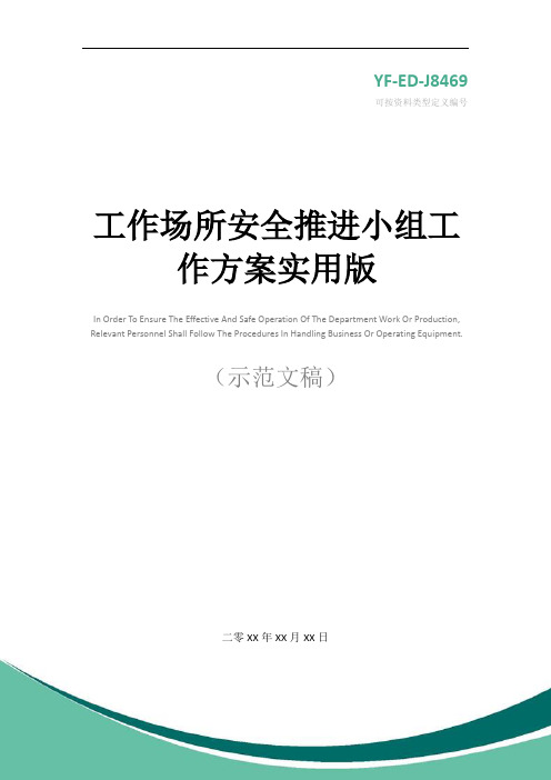 工作场所安全推进小组工作方案实用版