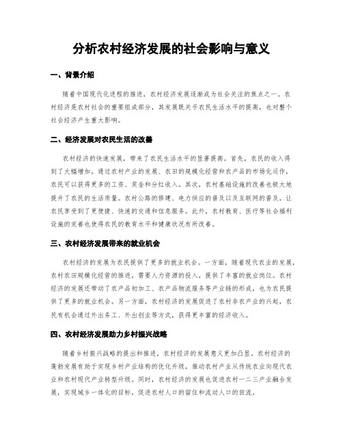 分析农村经济发展的社会影响与意义