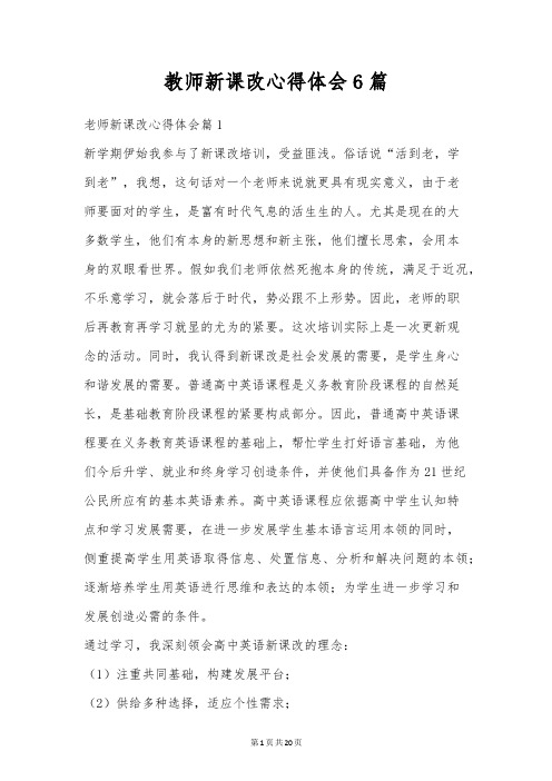 教师新课改心得体会6篇