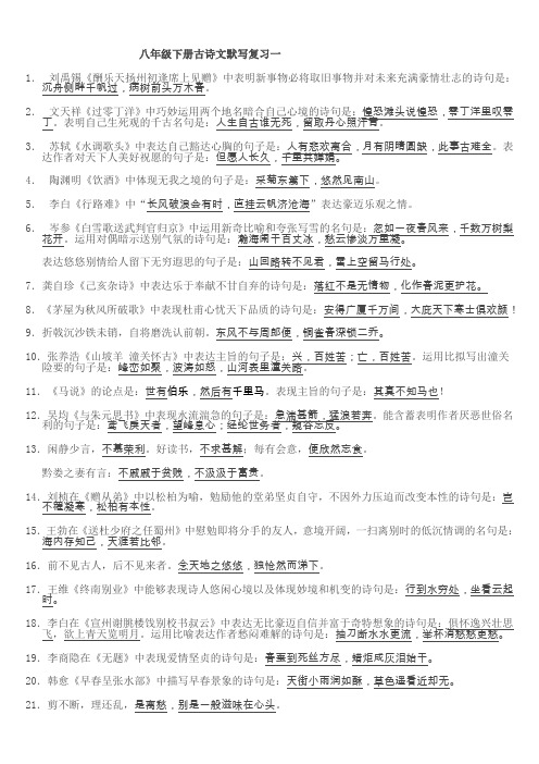 人教版八年级下册古诗文默写专题复习一