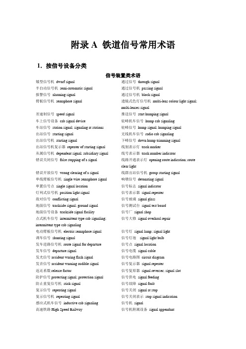 (完整版)铁道信号常用术语中英文对照