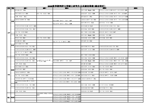 2009秋学期同济大学硕士研究生公共课安排表(嘉定校区)