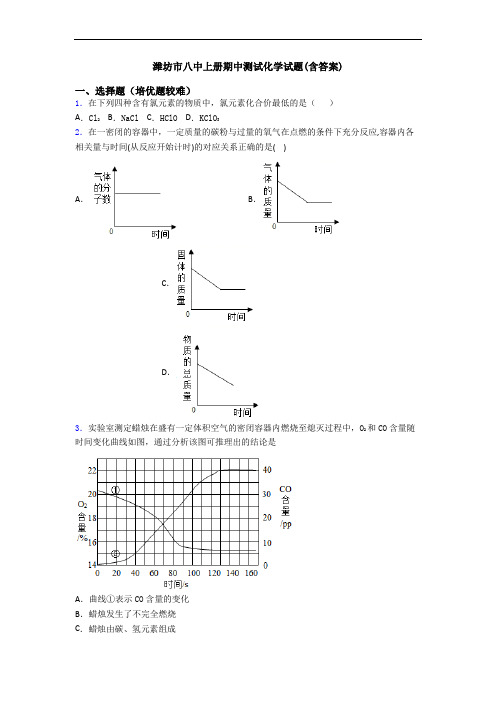 潍坊市八中初三化学上册期中测试化学试题(含答案)