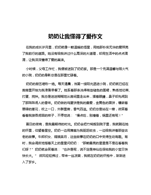 奶奶让我懂得了爱作文