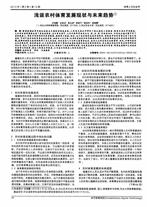 浅谈农村体育发展现状与未来趋势