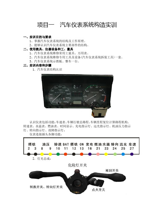 汽车仪表系统实训手册