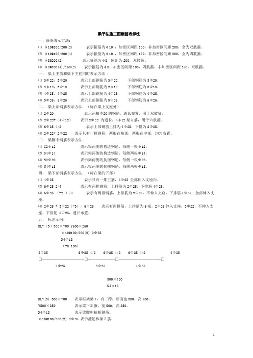 梁平法施工图钢筋表示法