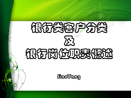 银行类客户分类及银行岗位职责概述