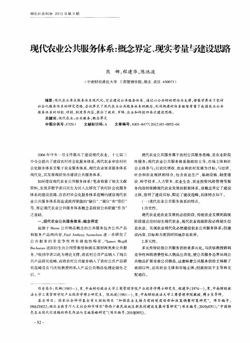 现代农业公共服务体系：概念界定、现实考量与建瓣