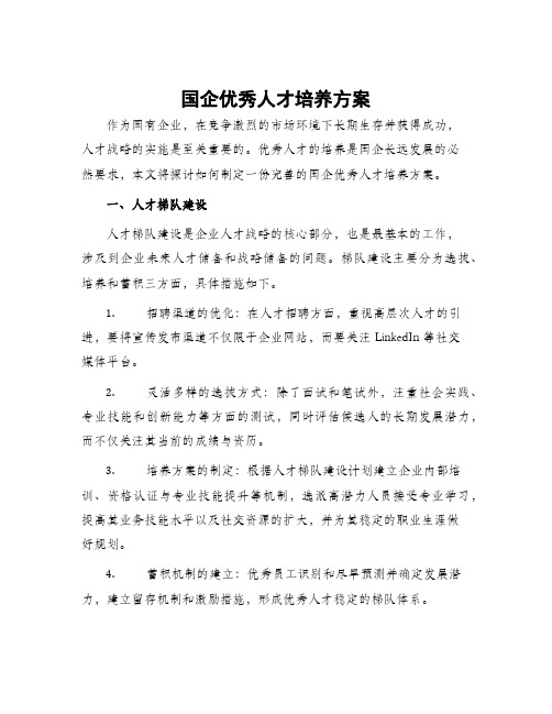 国企优秀人才培养方案