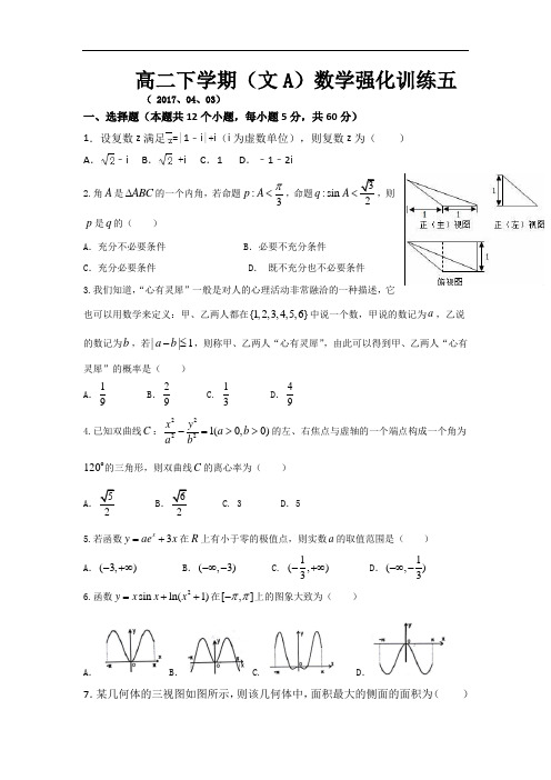 江西省赣州市信丰县信丰中学高二下学期数学(文)强化训