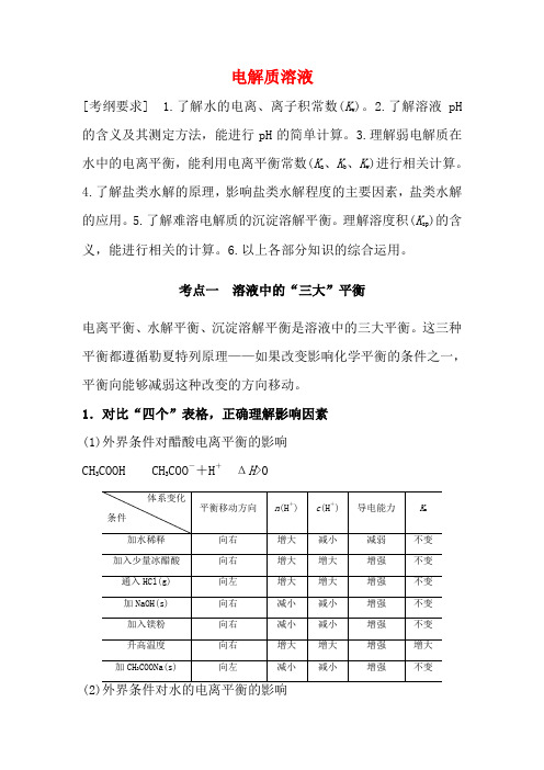 (通用版)高考化学二轮复习 专题七 电解质溶液教案-人教版高三全册化学教案