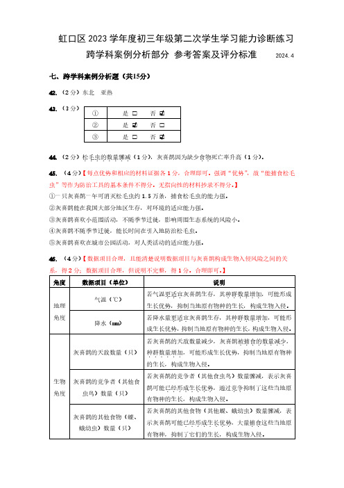 2024虹口二模(灰喜鹊)-答案