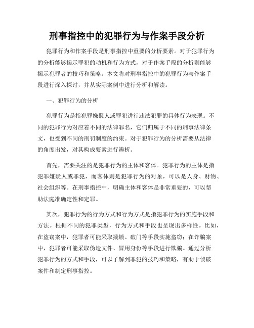 刑事指控中的犯罪行为与作案手段分析