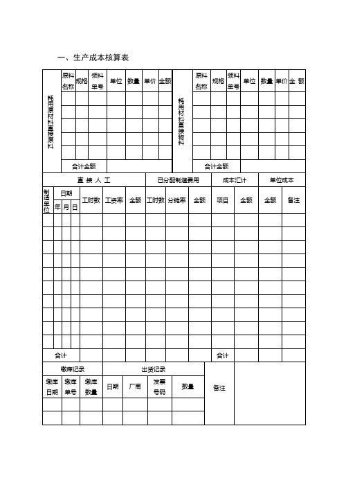 成本管理表单