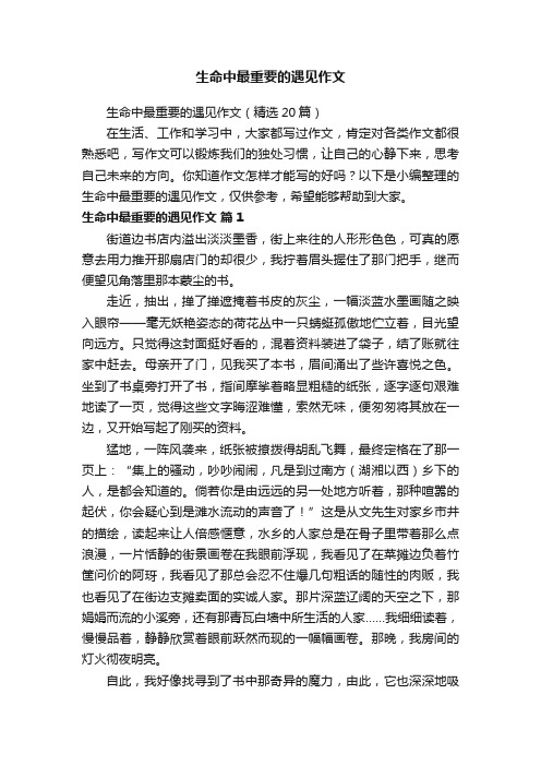 生命中最重要的遇见作文（精选20篇）