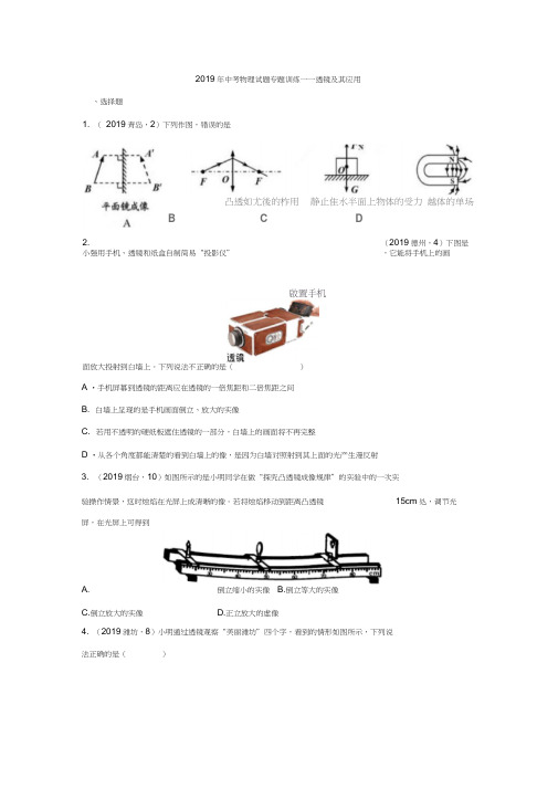 2019年中考物理试题专题训练——透镜及其应用专题(word版含答案)