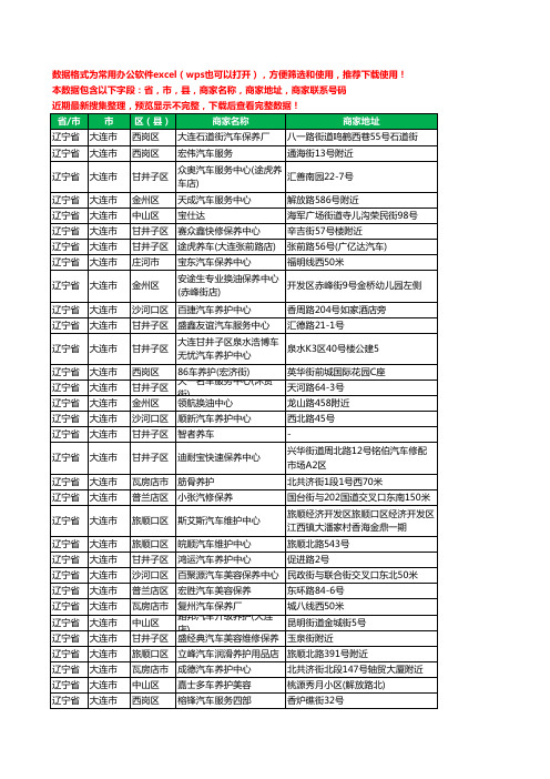 2020新版辽宁省大连市汽车保养工商企业公司商家名录名单联系电话号码地址大全627家