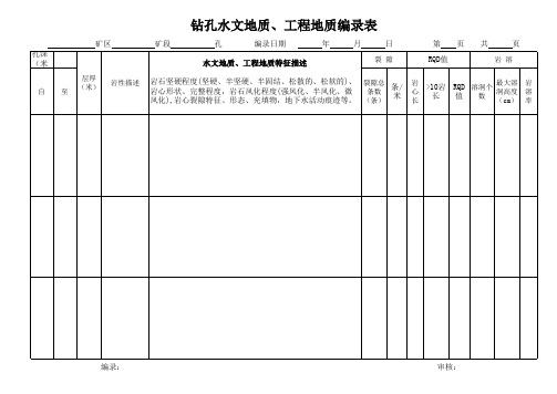 水文地质钻探编录表