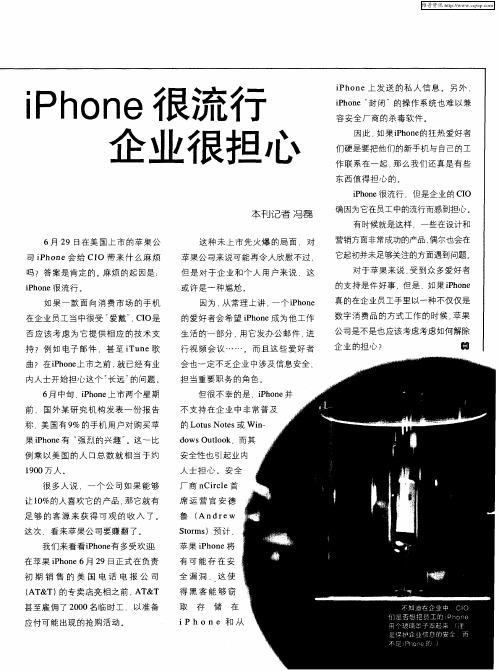 iPhone很流行 企业很担心