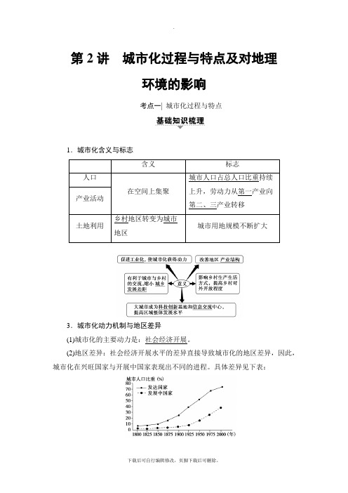 2021高考浙江(选考)地理一轮复习讲义： 第6章 第2讲 城市化过程与特点及对地理环境的影响